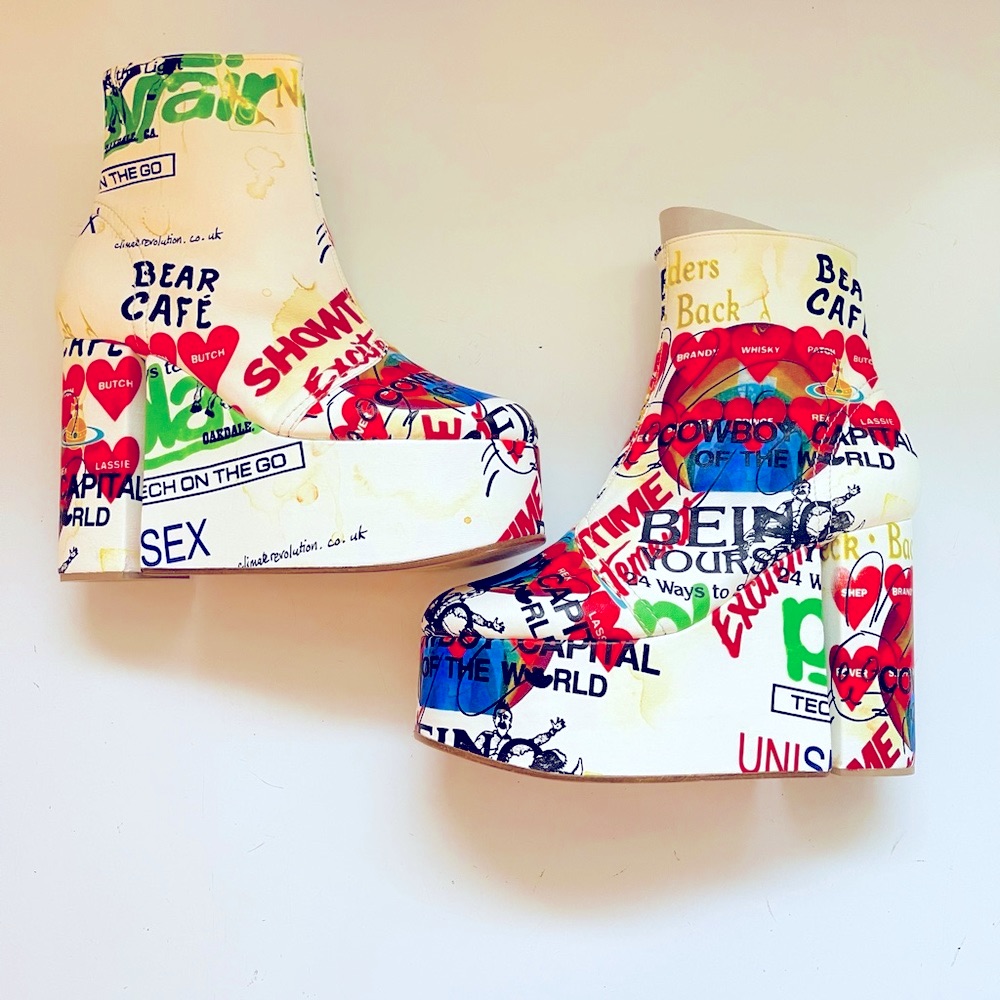 Vivienne Westwood Brand New Meaningless Print Towering Heels Slogan Print It37